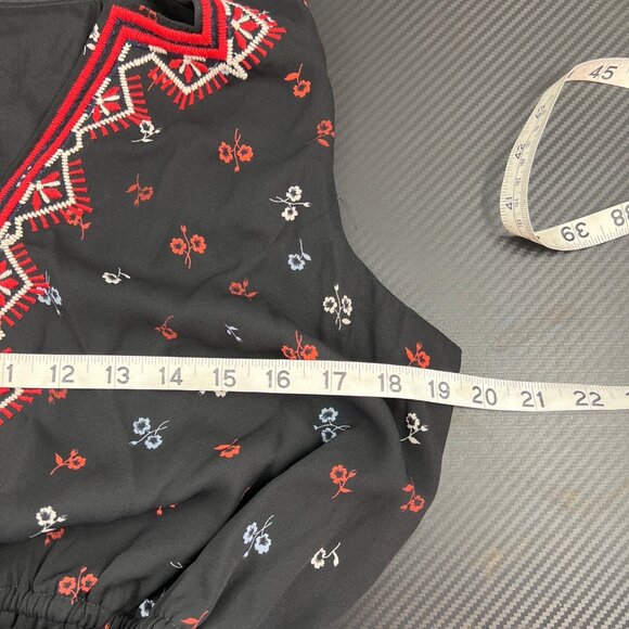 Gap Black Sleeveless Floral Maxi Dress Embroidered Vneck Wimsygoth Boho size Med - Picture 8 of 10